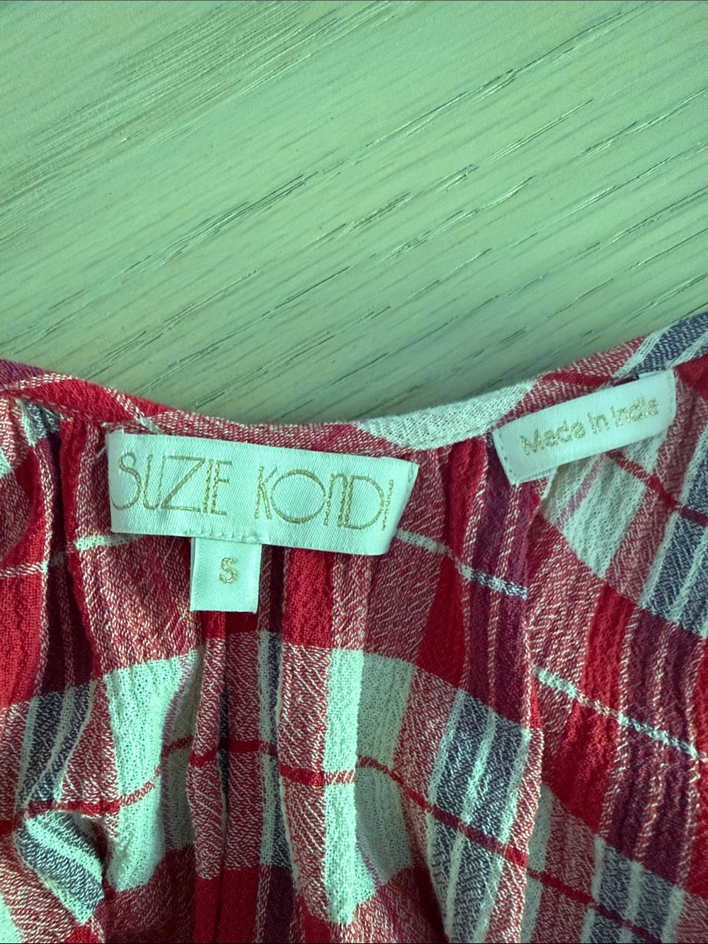 Suzi Kondi Red and White Plaid Wide-Leg small Jumpsuit - Picture 4 of 4